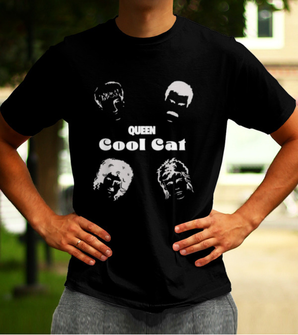 Queen Cool Cat Silhouette Faces T-Shirt