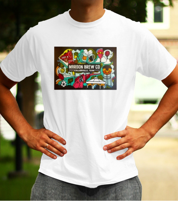 Maroon Brew Co Collierville Tenn Colorful Iconic Beer And Hot Air Balloon T-Shirt