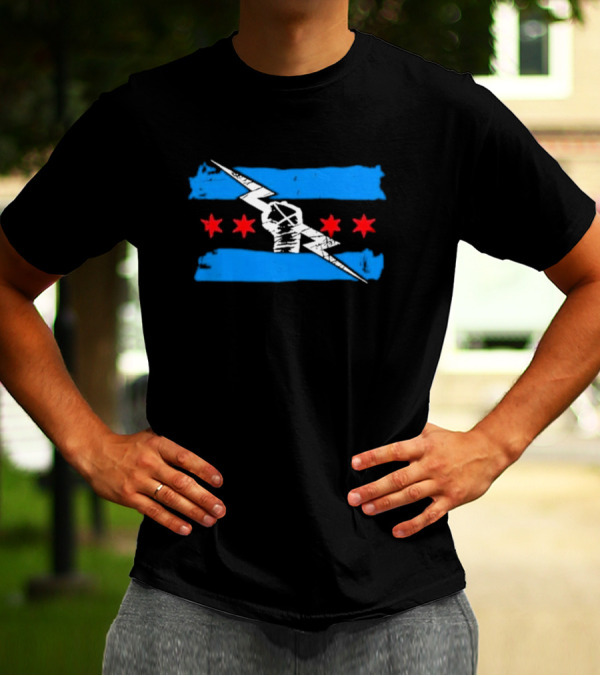 Best In The World CM Punk Lightning Fist With Chicago Flag Stars T-Shirt