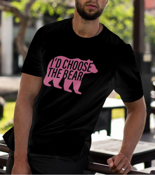 Confettirebels Pink Bear Silhouette I’d Choose The Bear T-Shirt