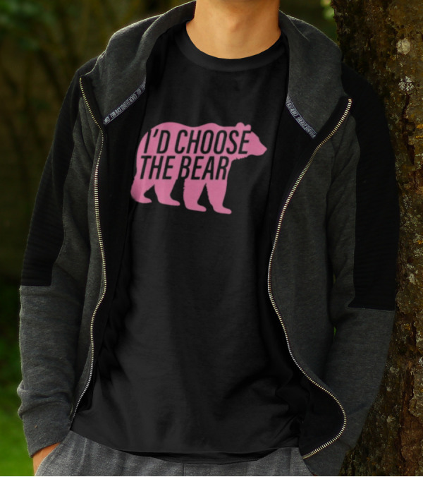 Confettirebels Pink Bear Silhouette I’d Choose The Bear T-Shirt