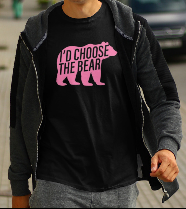 Confettirebels Pink Bear Silhouette I’d Choose The Bear T-Shirt