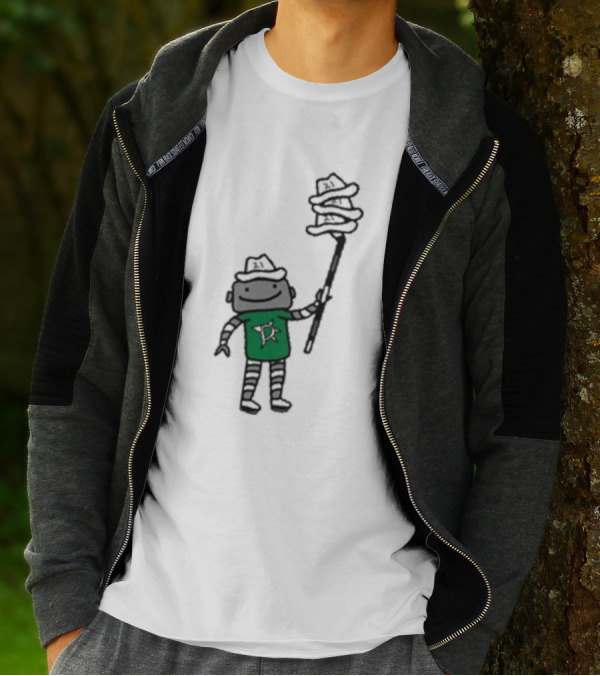 Dallas Stars Robo Hatty Character With Three Hats On Stick T-Shirt