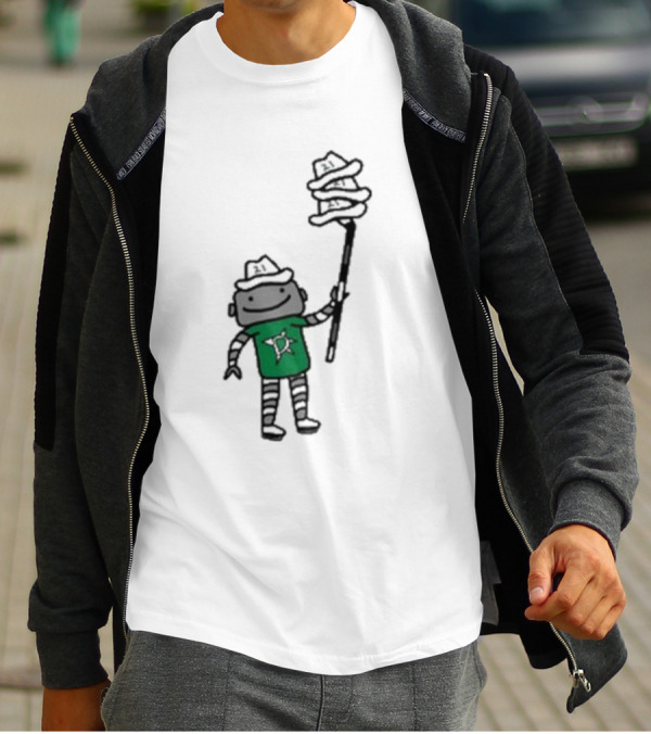Dallas Stars Robo Hatty Character With Three Hats On Stick T-Shirt