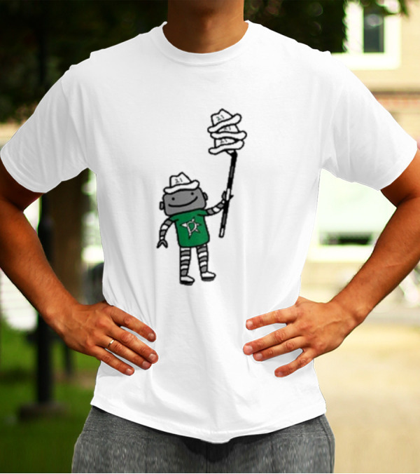 Dallas Stars Robo Hatty Character With Three Hats On Stick T-Shirt