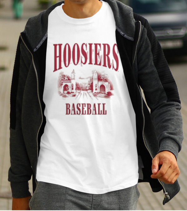Hoosiers Baseball White Gates Iconic T-Shirt