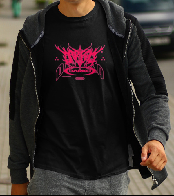 Darko Starfire Brutal Logo Art With Fiery Abstract Typography T-Shirt