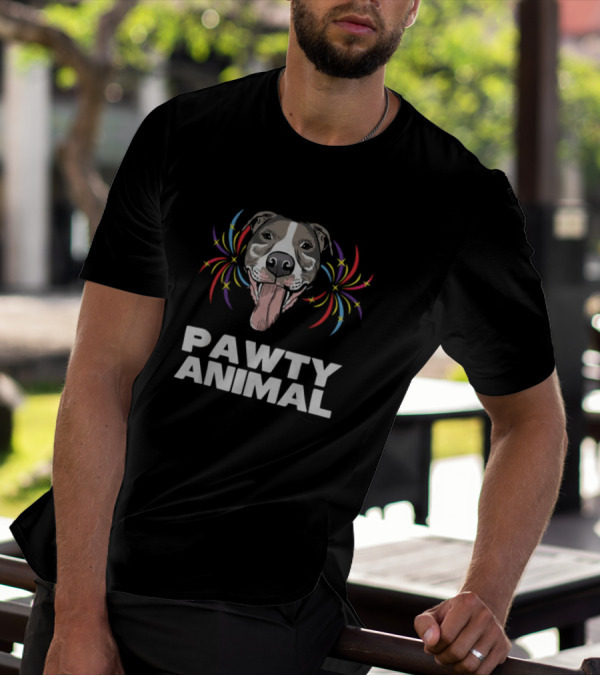 Pawty Animal Dog Lovers Partying Funny Mens Dog T-Shirt