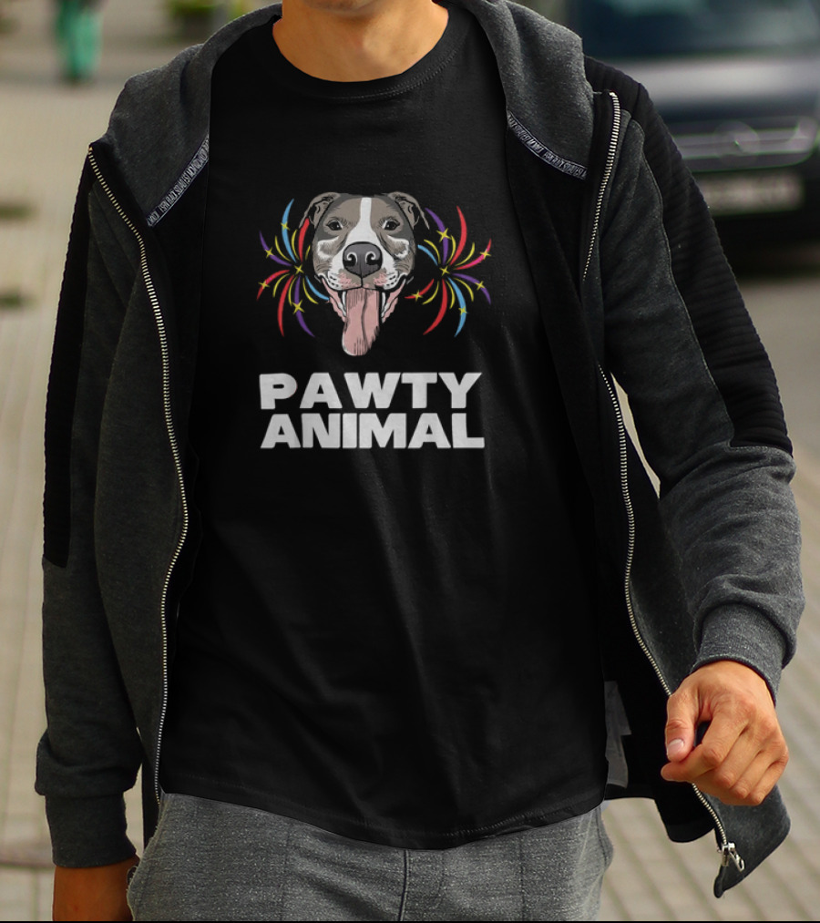 Pawty Animal Dog Lovers Partying Funny Mens Dog T-Shirt