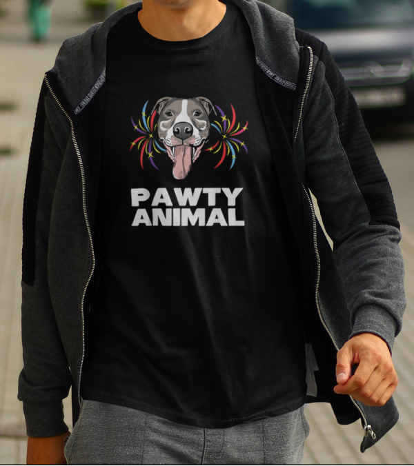 Pawty Animal Dog Lovers Partying Funny Mens Dog T-Shirt