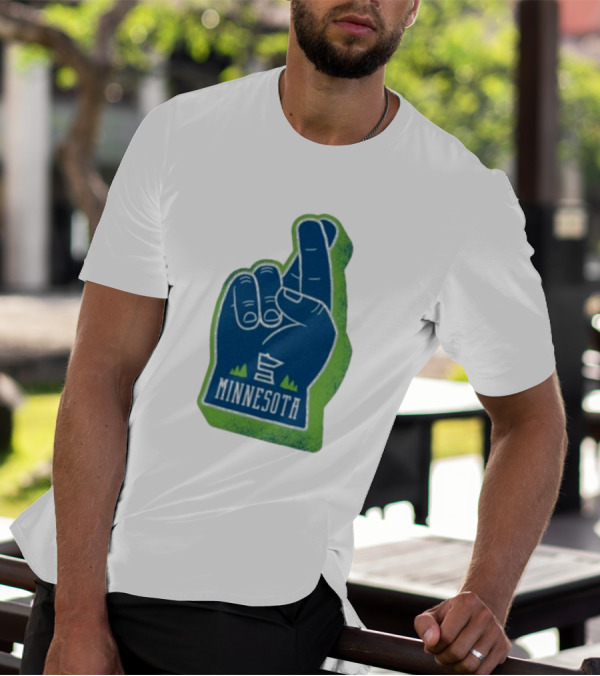 Minnesota Mood Fingers Hand Gesture With State Icon And Trees T-Shirt