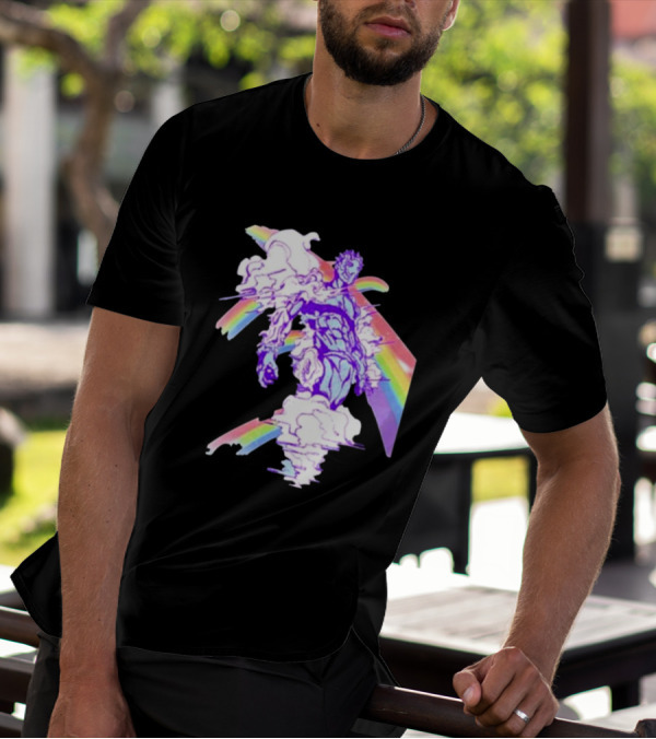 Hoshipieces Weather 9oz Manga Style Purple Cloud Man With Rainbow Elements T-Shirt