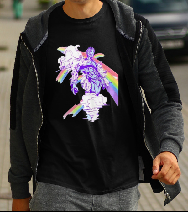 Hoshipieces Weather 9oz Manga Style Purple Cloud Man With Rainbow Elements T-Shirt