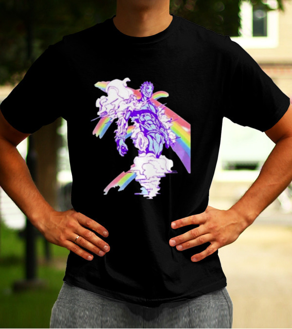 Hoshipieces Weather 9oz Manga Style Purple Cloud Man With Rainbow Elements T-Shirt