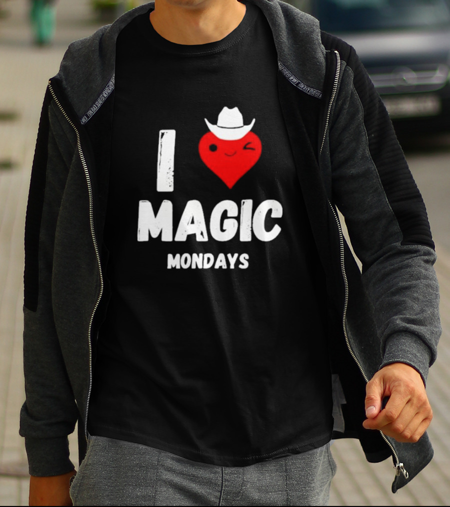 I Love Magic Mondays Heart With Cowboy Hat T-Shirt