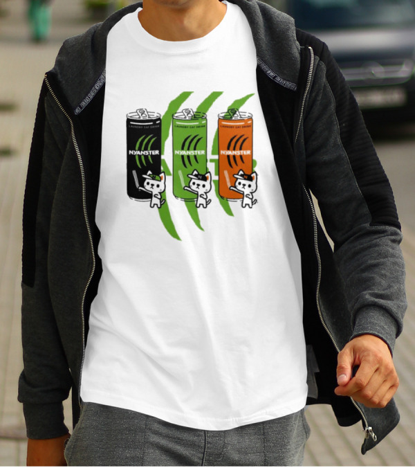 Laundry Cat Drink Nyanster Cans With Three Cats T-Shirt