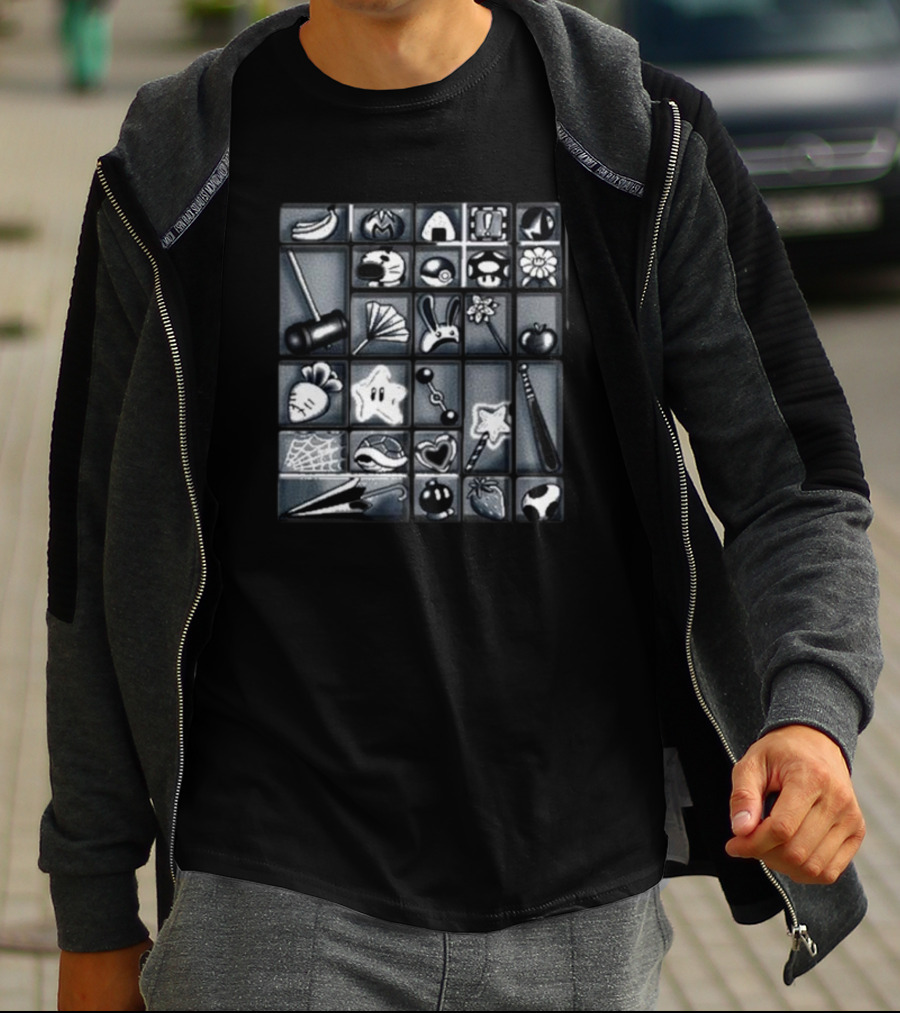 Level1 Item Cabinet Of Curiosity Mario Iconic Gaming Symbols Collection T-Shirt
