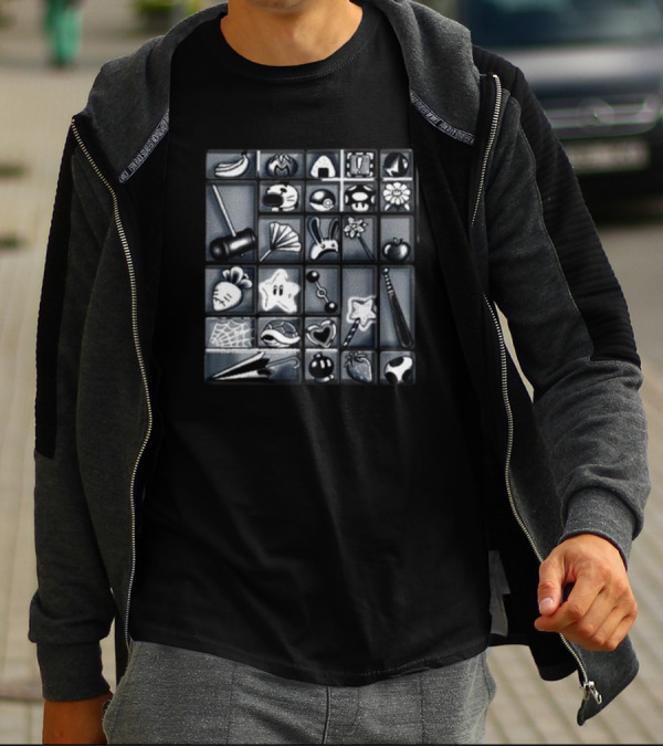 Level1 Item Cabinet Of Curiosity Mario Iconic Gaming Symbols Collection T-Shirt