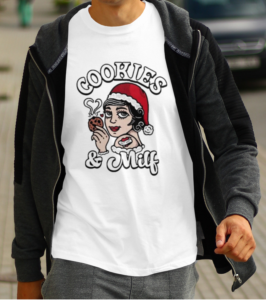 Matt Rife Cookies And Milf Holiday Theme With Santa Hat And Heart Cookie T-Shirt