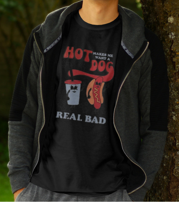 Hot Dog Makes Me Want A Real Bad Drink And Hot Dog With Stars T-Shirt
