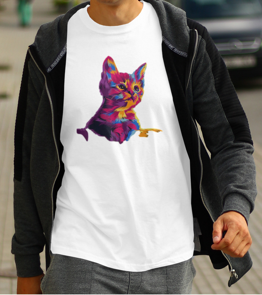 Kitten Colorful Art For Cat Lovers T-Shirt