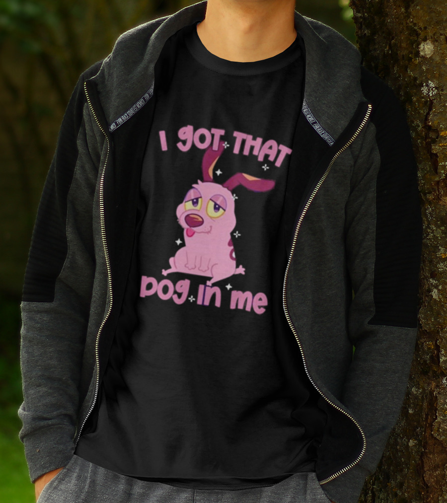 I Got That Dog In Me Courage Pink Cartoon Dog T-Shirt