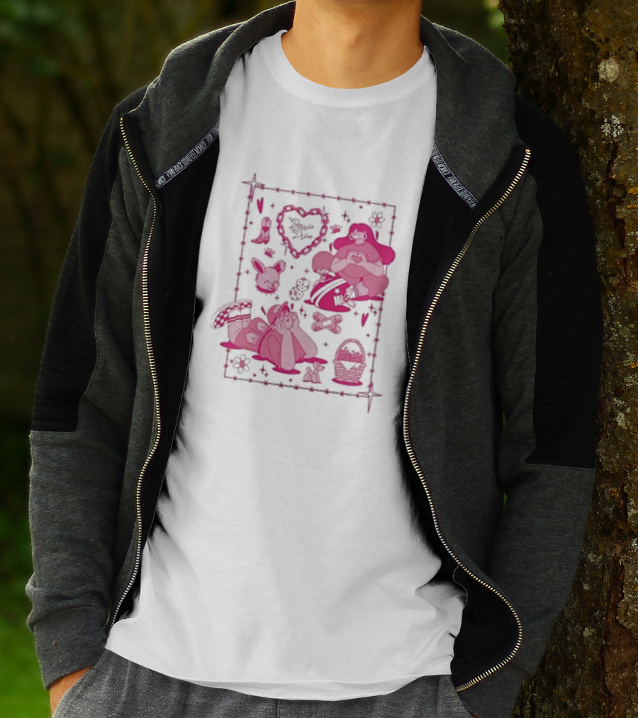 Barrio Drive Picnic Neon Heart Love Basket Motif T-Shirt
