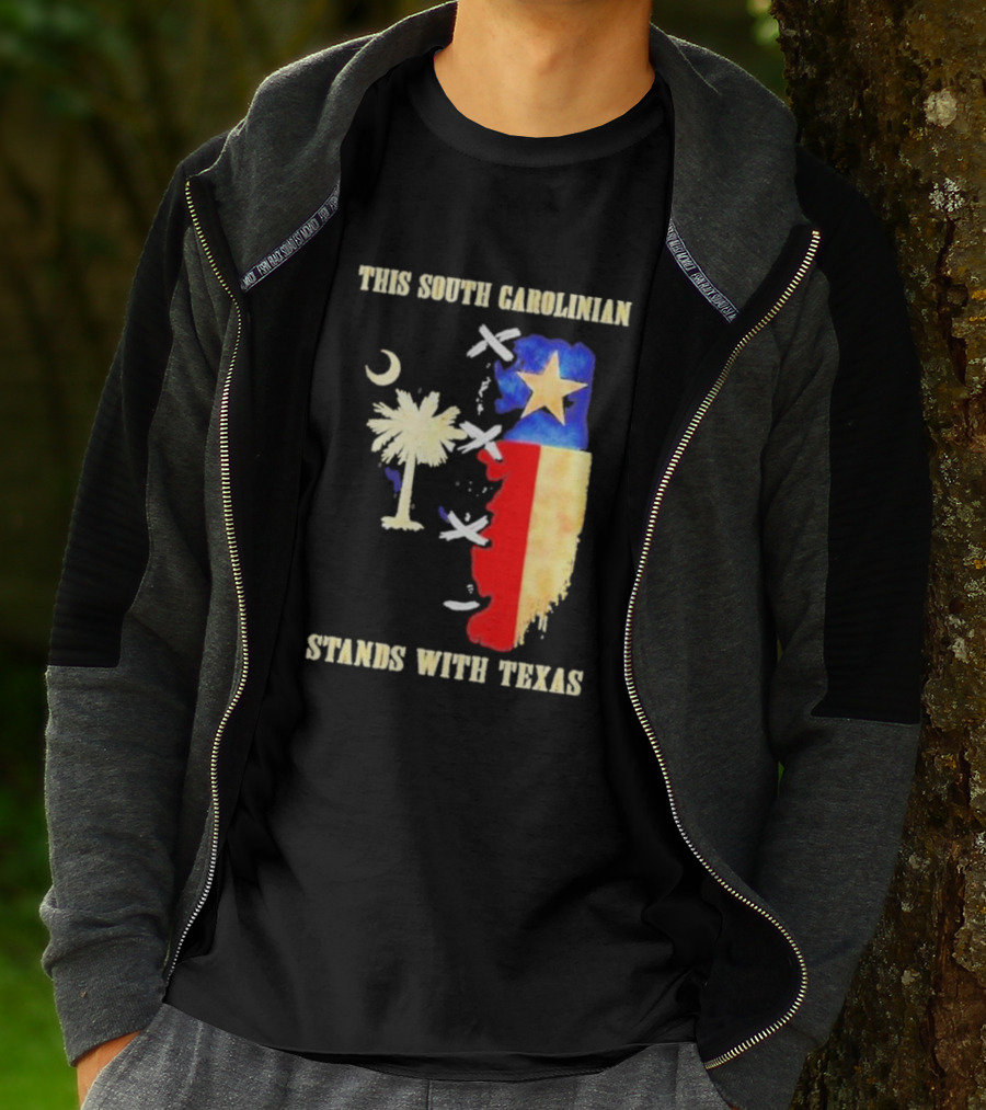This South Carolinian Supports Unity With Texas Featuring State Symbols And Crescent Moon T-Shirt