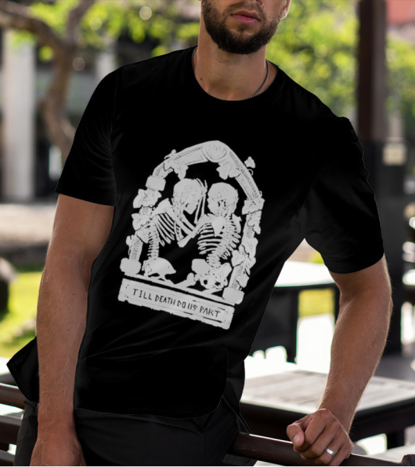 Till Death Do Us Part Skeleton Gothic Arch Motif T-Shirt