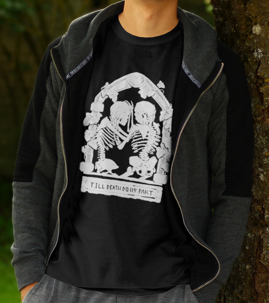 Till Death Do Us Part Skeleton Gothic Arch Motif T-Shirt