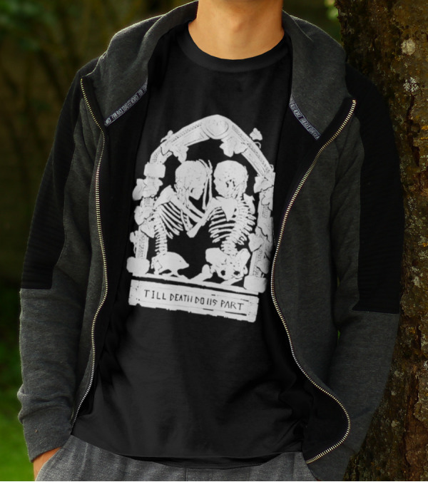 Till Death Do Us Part Skeleton Gothic Arch Motif T-Shirt