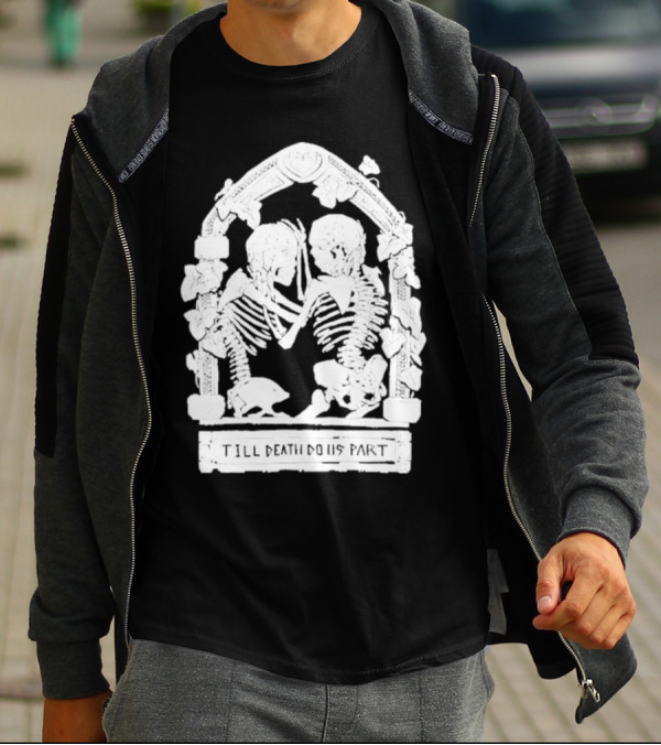 Till Death Do Us Part Skeleton Gothic Arch Motif T-Shirt