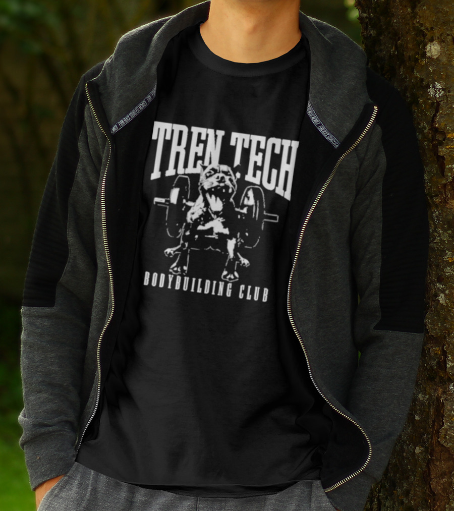 TREN TECH Bodybuilding Club Bulldog With Barbell T-Shirt