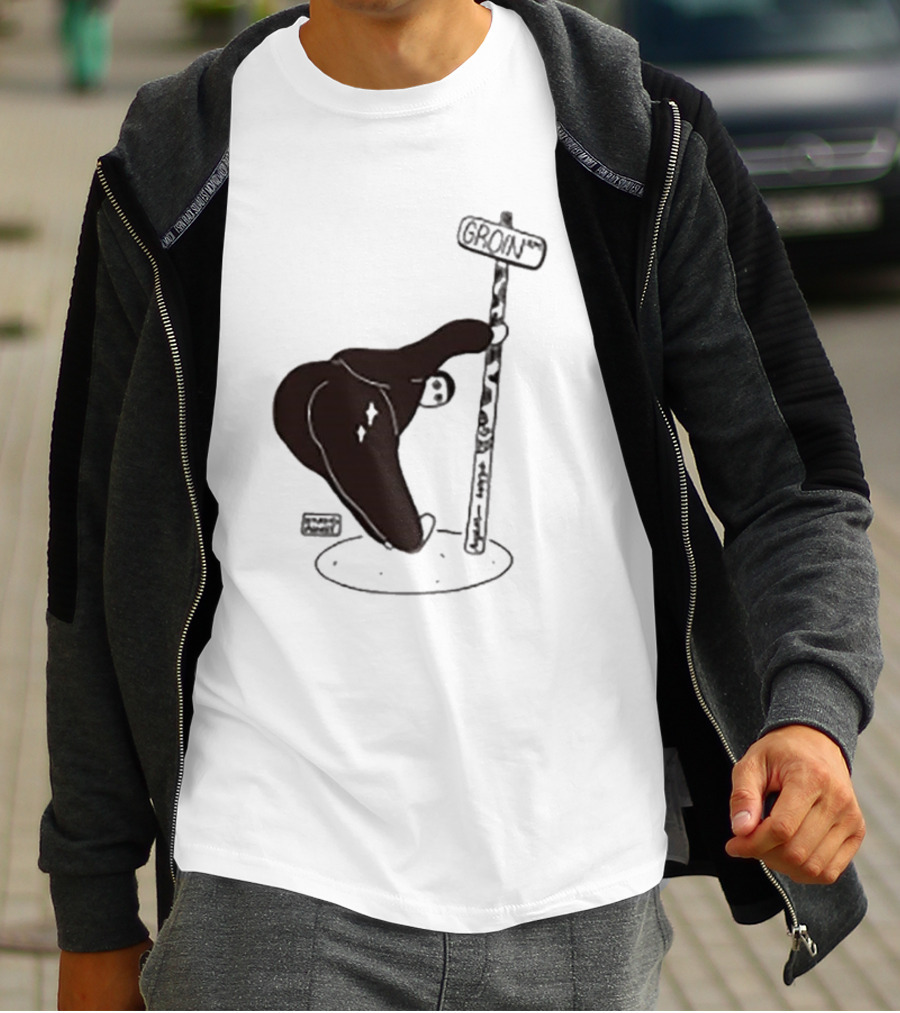 Groin Street Sign With Bandaged Steak Character By Rpwp T-Shirt