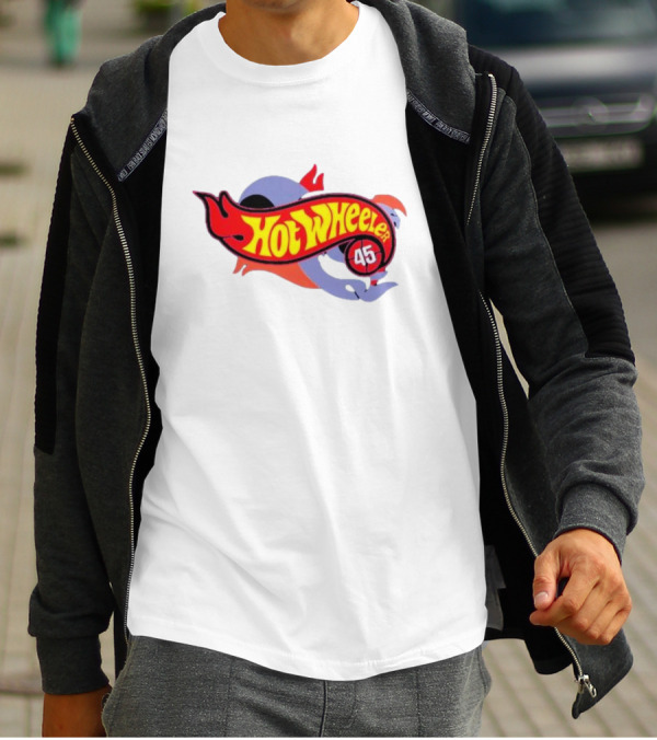 Hot Wheeler 45 Racing Badge Classic Stylized Emblem T-Shirt