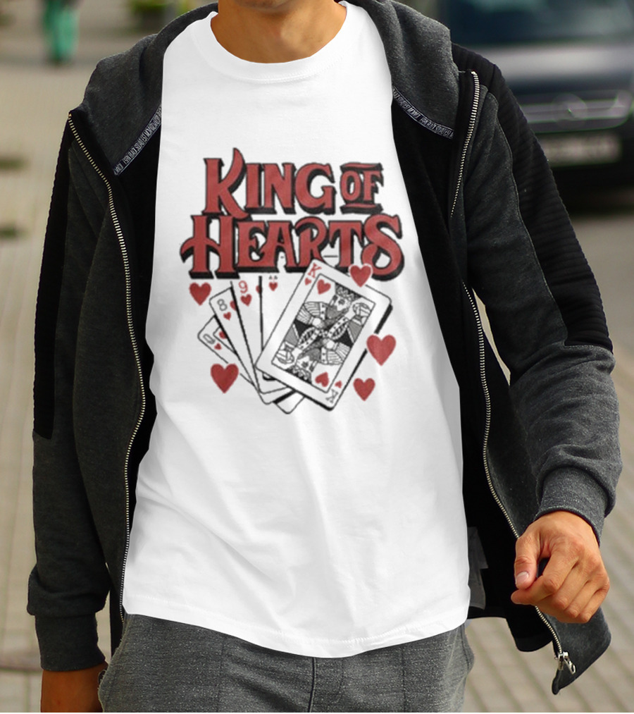 King Of Hearts Card Hand Raglan Heart Playing Cards T-Shirt