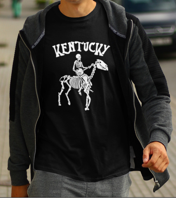Kentucky Skeleton Riding Horse With Banjo Bluegrass T-Shirt