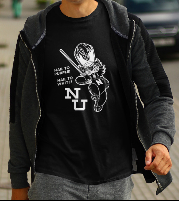 NU Sports Northwestern Wildcats Band Hail To Purple And White T-Shirt