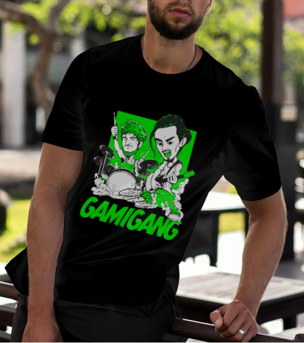 Gami Gang Origami Angel Anime Drummer Guitarist Duo T-Shirt