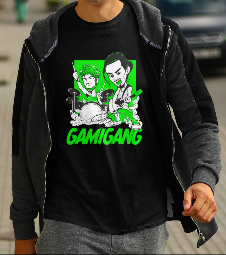 Gami Gang Origami Angel Anime Drummer Guitarist Duo T-Shirt