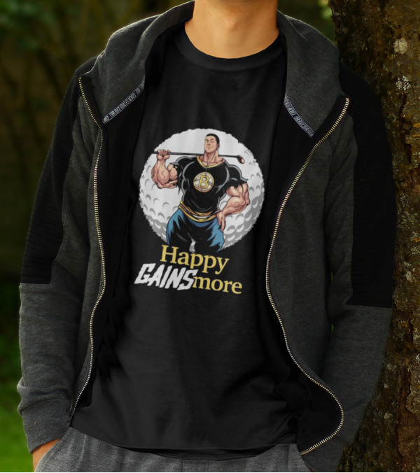 Nick Walker Happy Gainsmore Muscular Cartoon Character With Golf Club T-Shirt