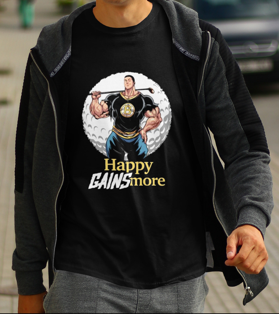 Nick Walker Happy Gainsmore Muscular Cartoon Character With Golf Club T-Shirt