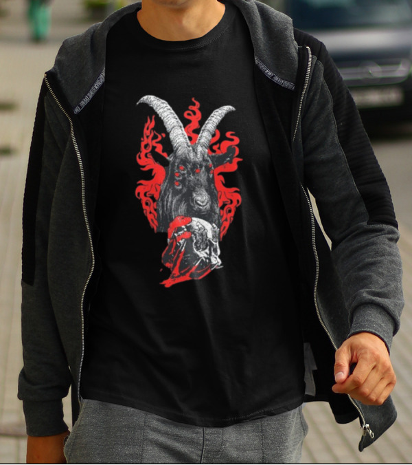 Blackcraft Cult Baphomet Goat Devil Hexed Hooves Red Flames T-Shirt