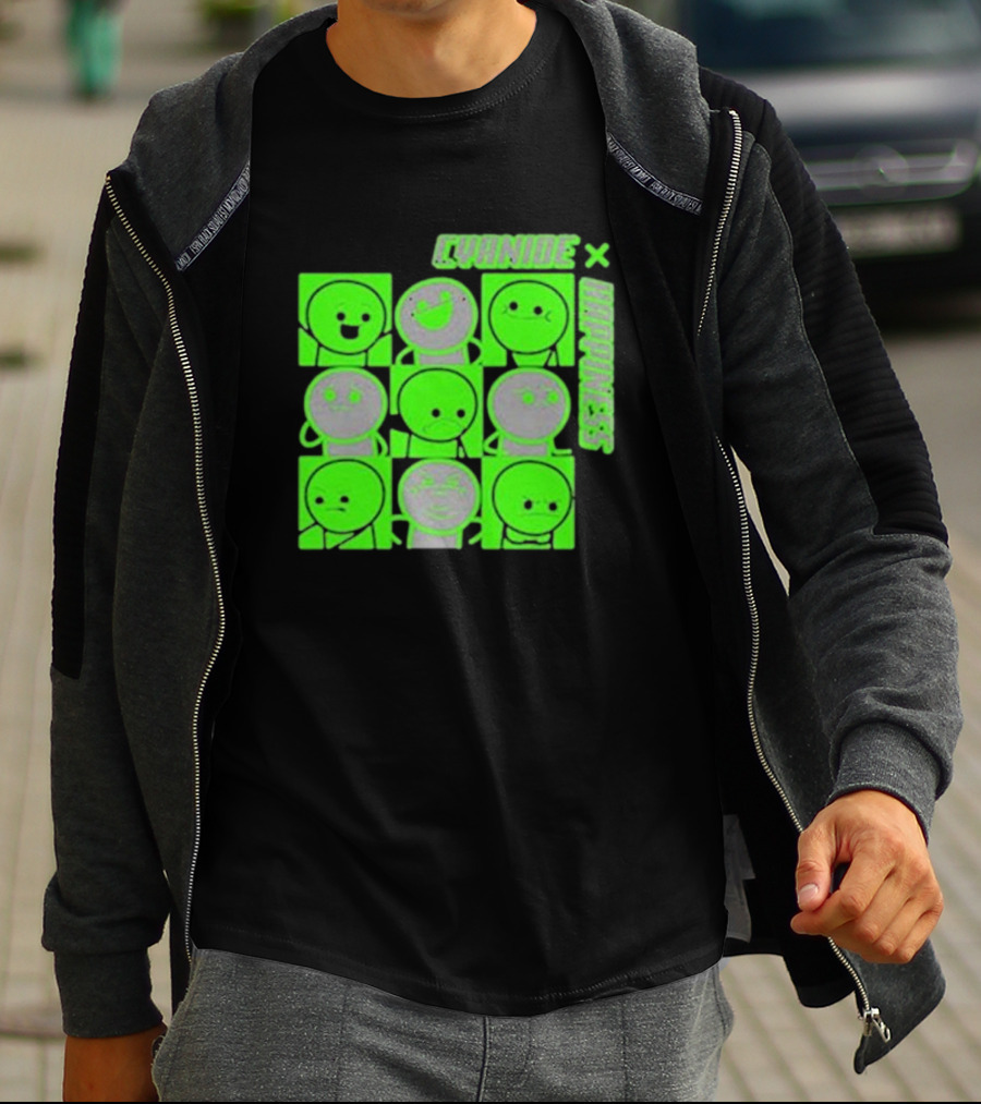Cyanide X Happiness Neon Green Faces T-Shirt