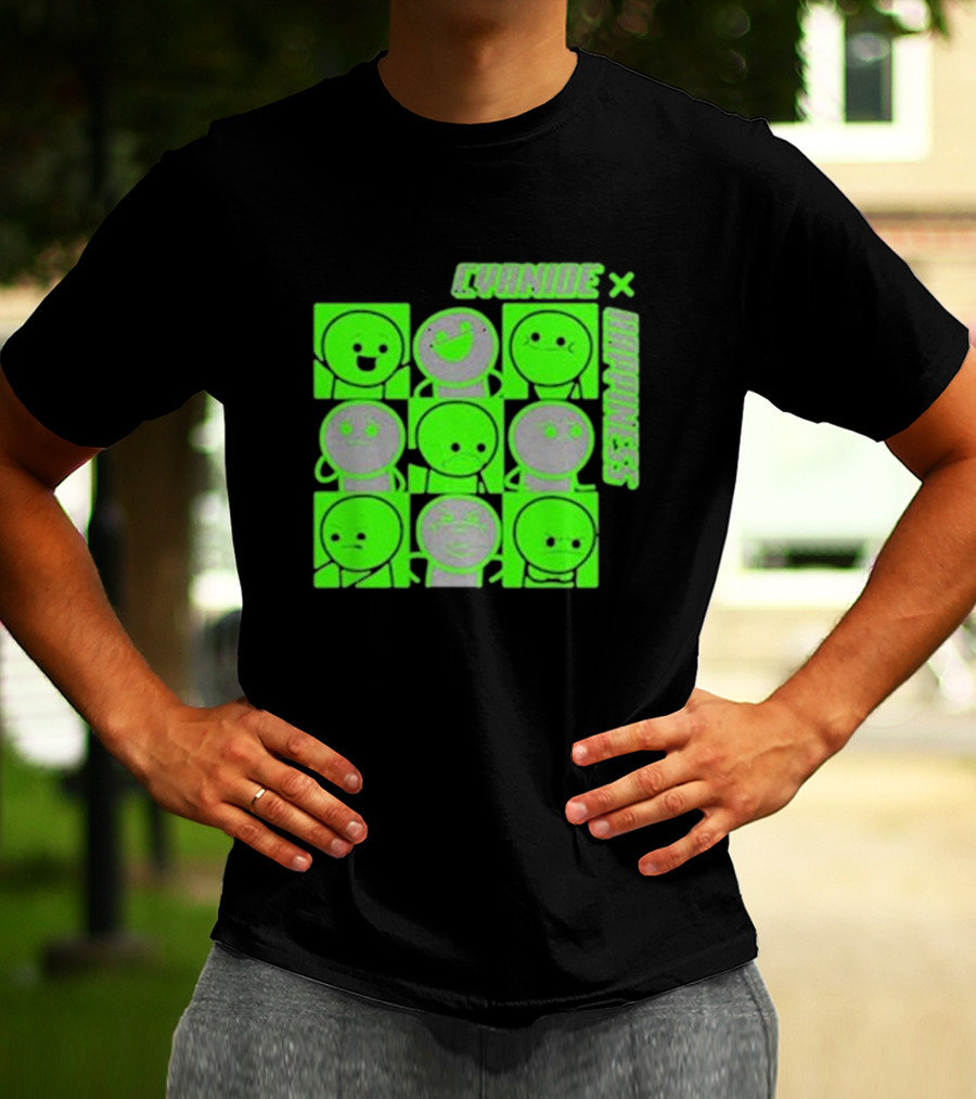 Cyanide X Happiness Neon Green Faces T-Shirt