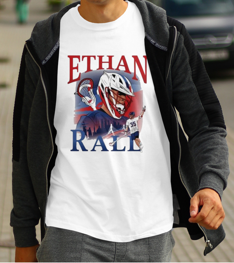 Ethan Rall Lacrosse Helmet Player Illustration 35 T-Shirt