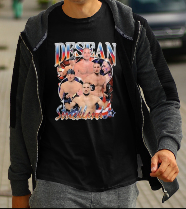 Desean Strickland Patriotic MMA Fighter Collage T-Shirt