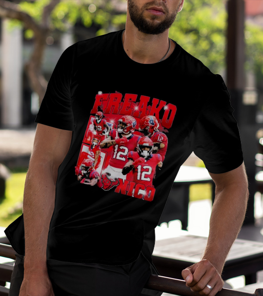 Houston Freako Nico 12 Football Player Collage T-Shirt