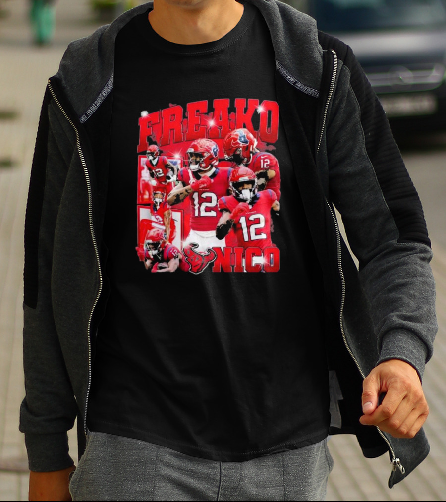 Houston Freako Nico 12 Football Player Collage T-Shirt