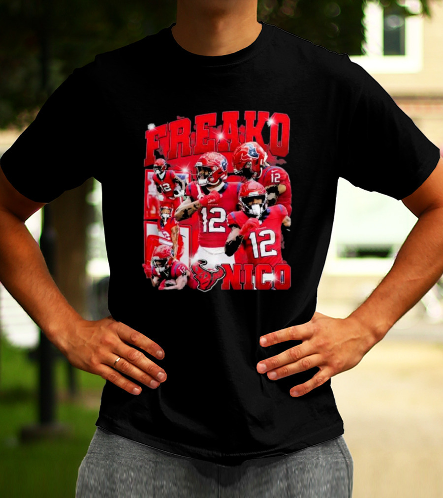 Houston Freako Nico 12 Football Player Collage T-Shirt